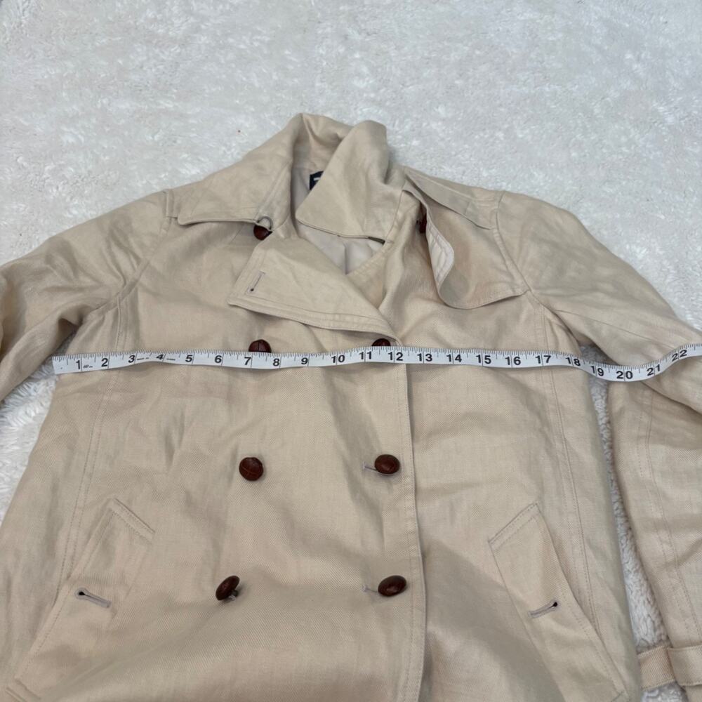 Guideboat Womens Linen Biege Trench Coat 0 Costal Preppy Country Club Work Wear - Picture 4 of 7